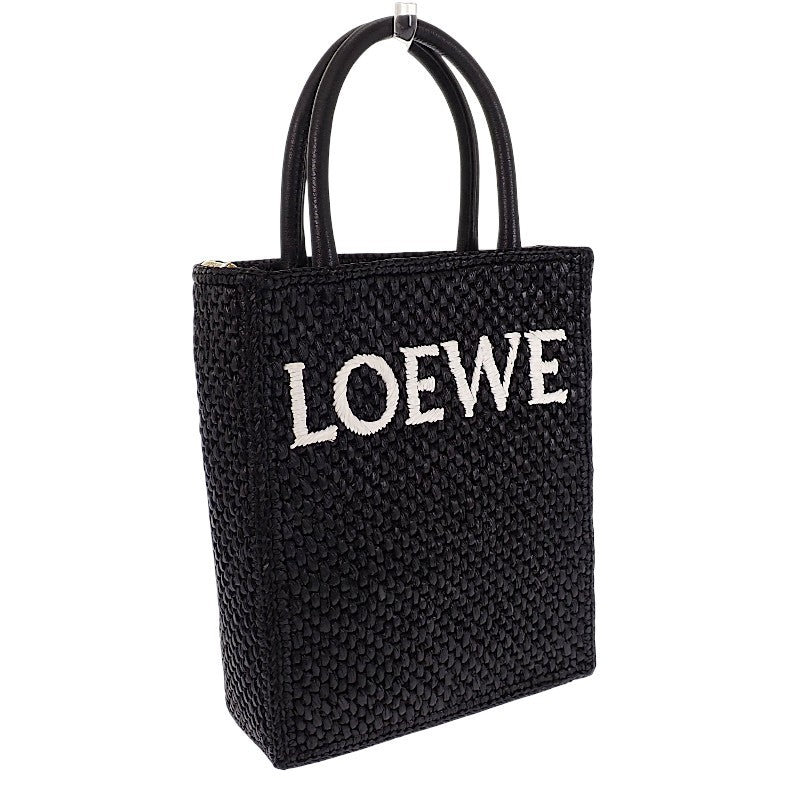 ロエベ LOEWE スタンダード A5 トート A563S30X09 2WAYバッグ ラフィア レザー ブラック ゴールド金具 レディース【中古】【Aランク】