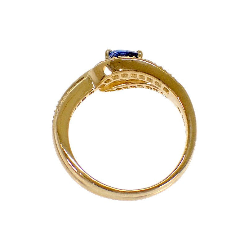 ミラショーン mila schon ウェーブ 17号 リング K18イエローゴールド サファイヤ ダイヤモンド レディース【中古】【Aランク】