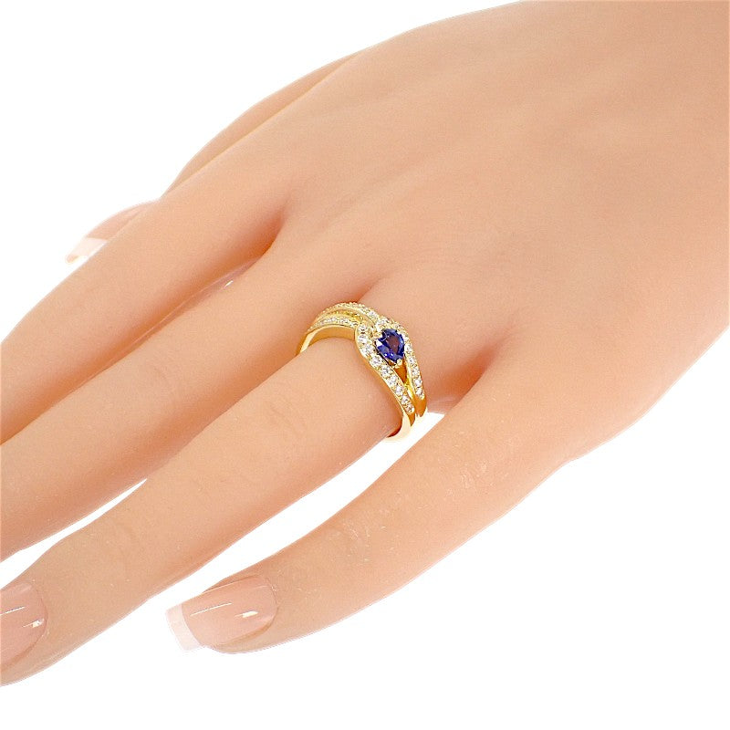 ミラショーン mila schon ウェーブ 17号 リング K18イエローゴールド サファイヤ ダイヤモンド レディース【中古】【Aランク】