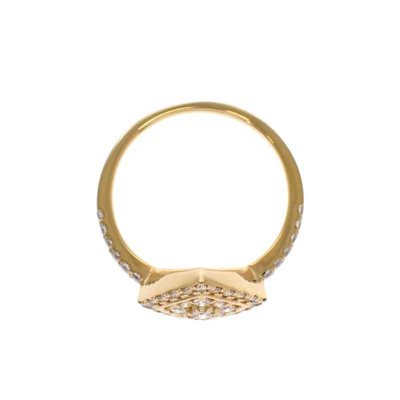 Design Jewelry Ring, Size 11, K18 Yellow Gold Diamond Ladies