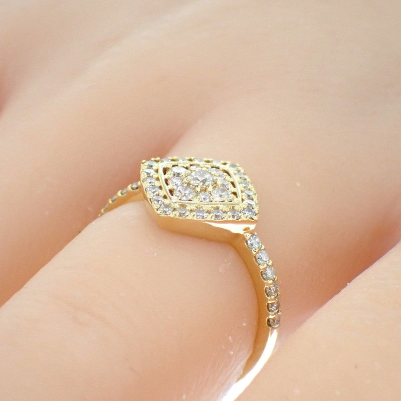 Design Jewelry Ring, Size 11, K18 Yellow Gold Diamond Ladies