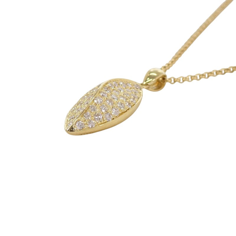 デザインジュエリー リーフ ネックレス K18イエローゴールド ダイヤモンド レディース【中古】【Aランク】
