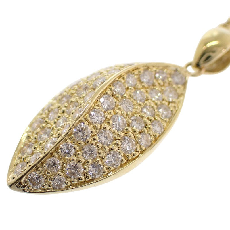 デザインジュエリー リーフ ネックレス K18イエローゴールド ダイヤモンド レディース【中古】【Aランク】