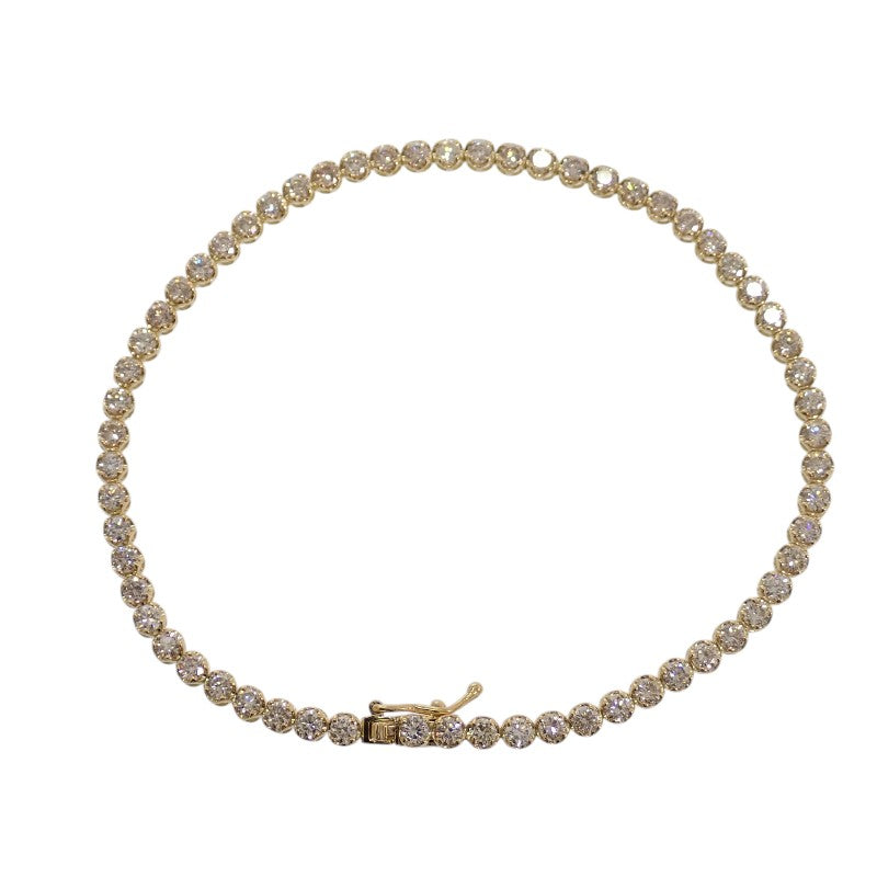 デザインジュエリー テニス ブレスレット K18イエローゴールド ダイヤモンド レディース メンズ【中古】【Aランク】