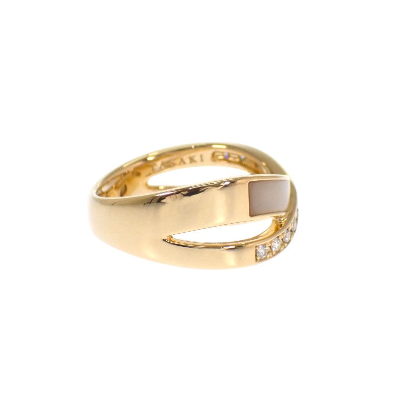 TASAKI Shell Ring, Size 12, K18 Yellow Gold, Gold, Diamond, Ladies'
