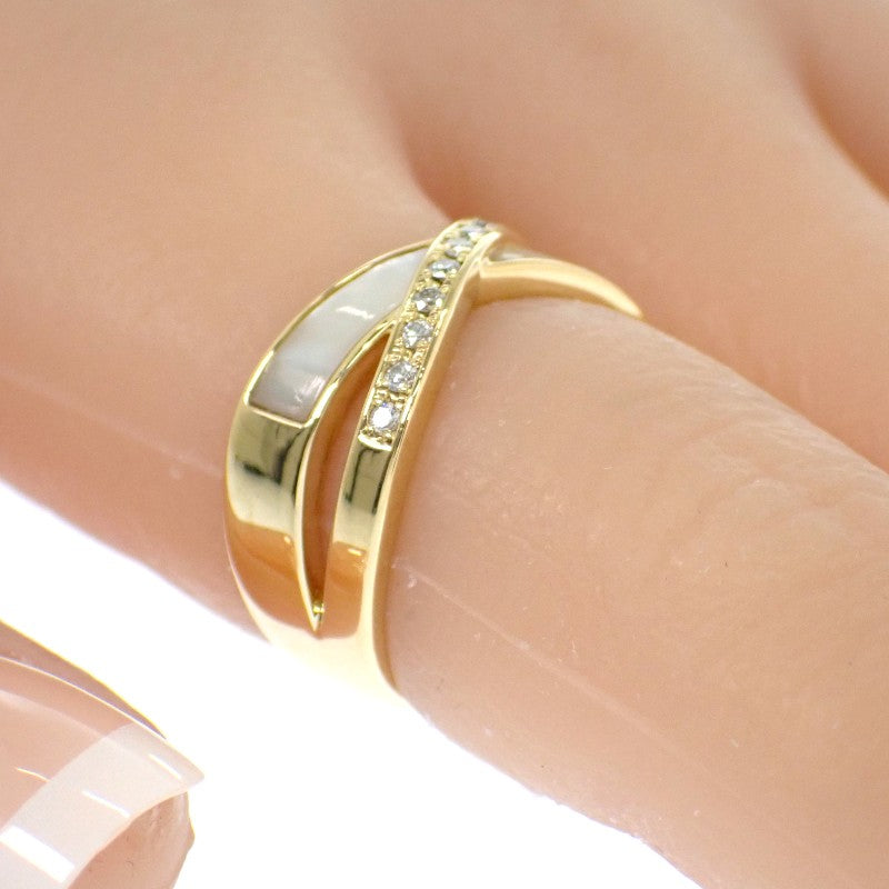 TASAKI Shell Ring, Size 12, K18 Yellow Gold, Gold, Diamond, Ladies'