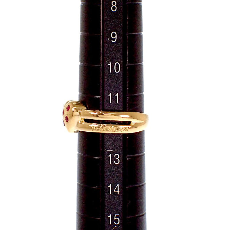 YVES SAINT LAURENT 聖羅蘭 愛心 12號 戒指 K18黃K金 金色 紅寶石 女士【中古】【A級】