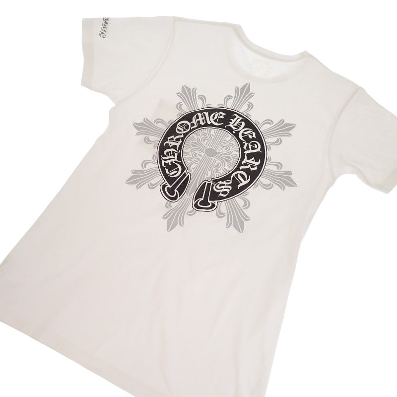 CHROME HEARTS Horseshoe CH Cross M Short Sleeve T-Shirt Cotton White Men's
