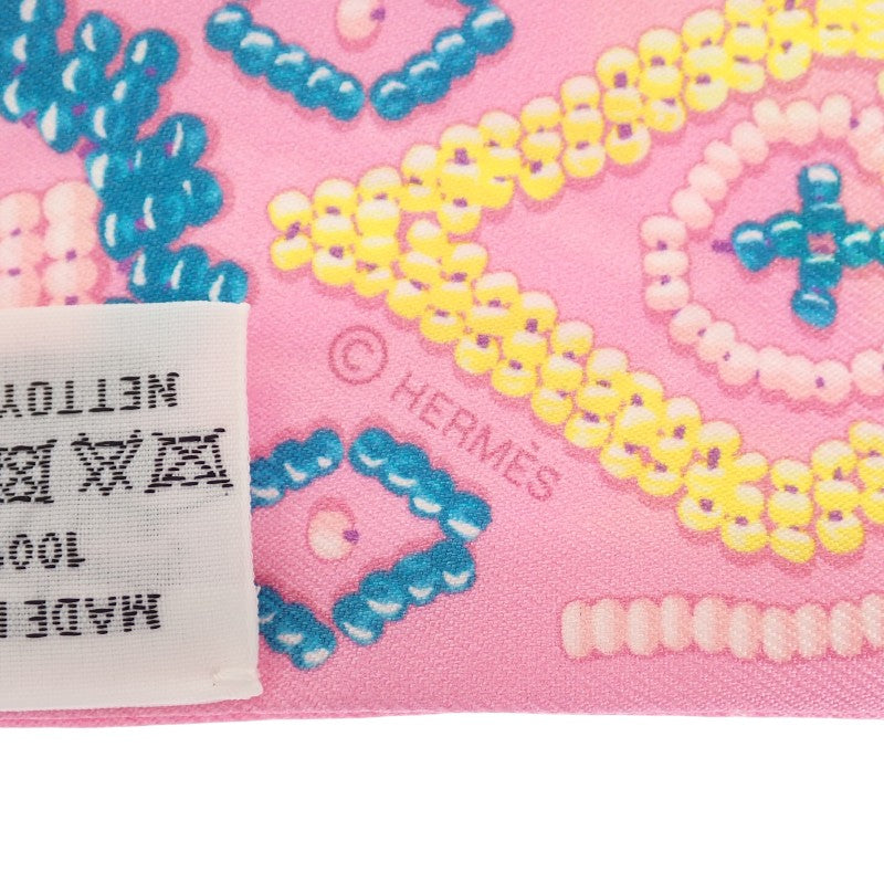 愛馬仕 HERMES Twilly KELLY EN PERLES 絲巾 絲綢 粉紅色 藍色 女士【中古】【A級】