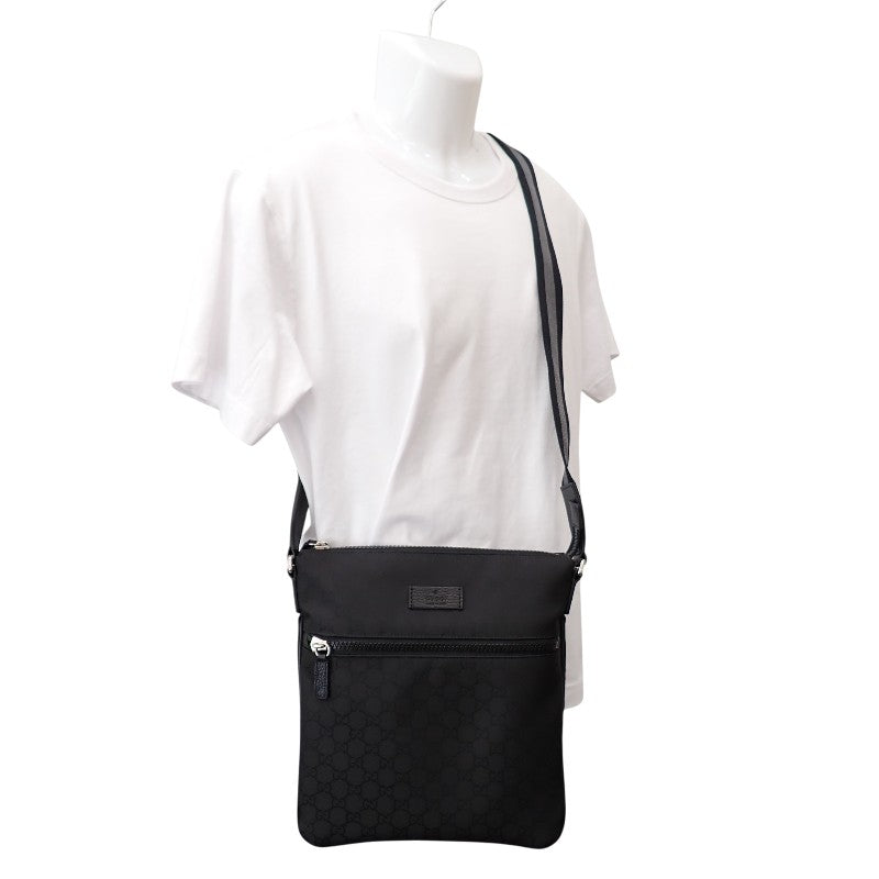 グッチ GUCCI GGナイロン アウトレット 449184 G1XHN 8615 ショルダーバッグ レザー ナイロン ブラック レディース メンズ【中古】【Aランク】