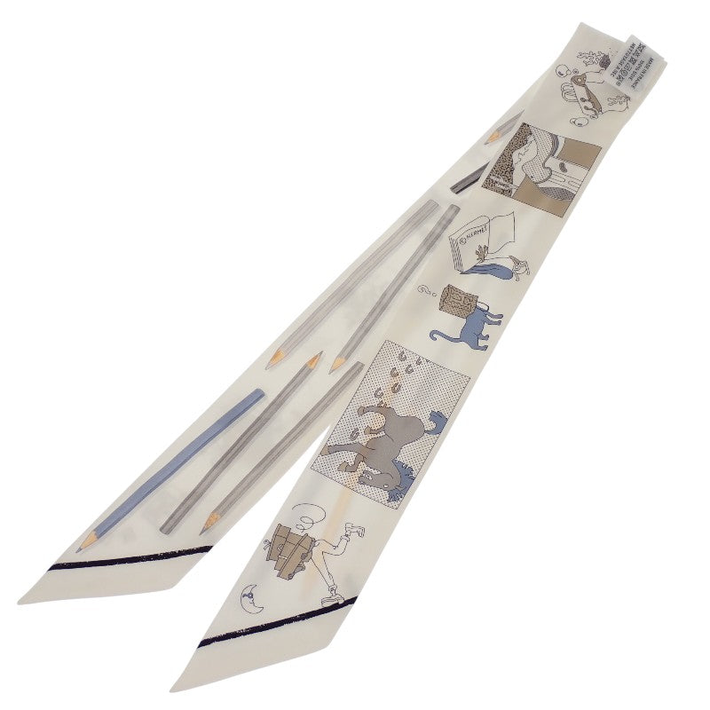 エルメス HERMES ツイリー A Vos Crayons 064221S_07 スカーフ シルク ホワイト レディース【中古】【ABランク】