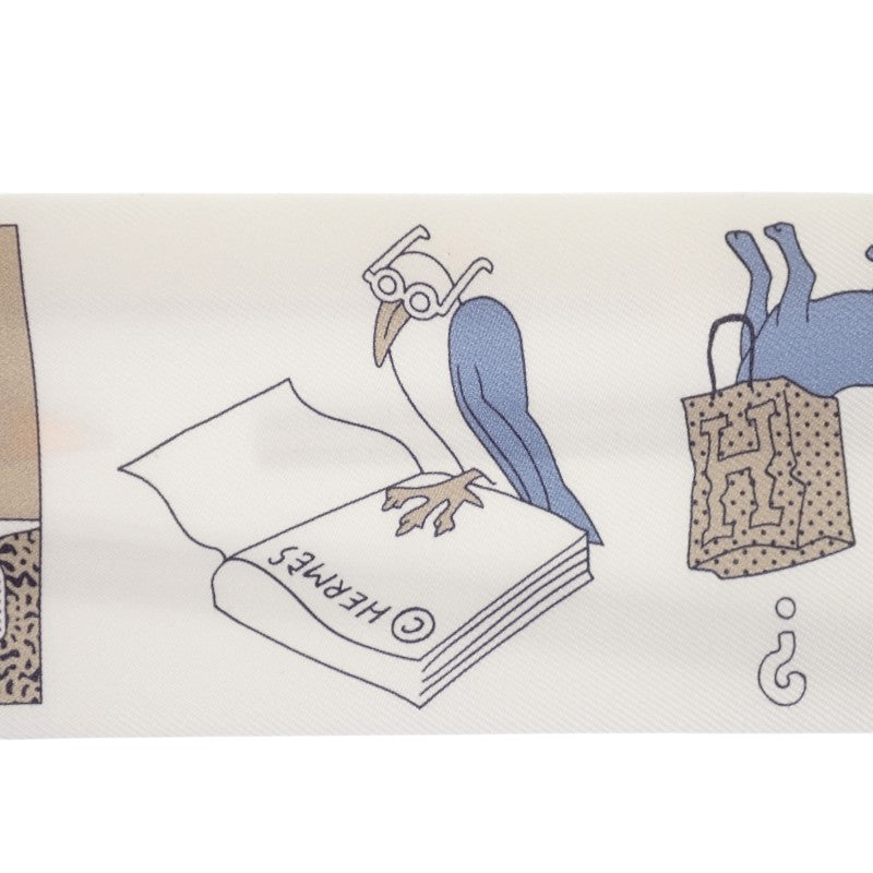 エルメス HERMES ツイリー A Vos Crayons 064221S_07 スカーフ シルク ホワイト レディース【中古】【ABランク】