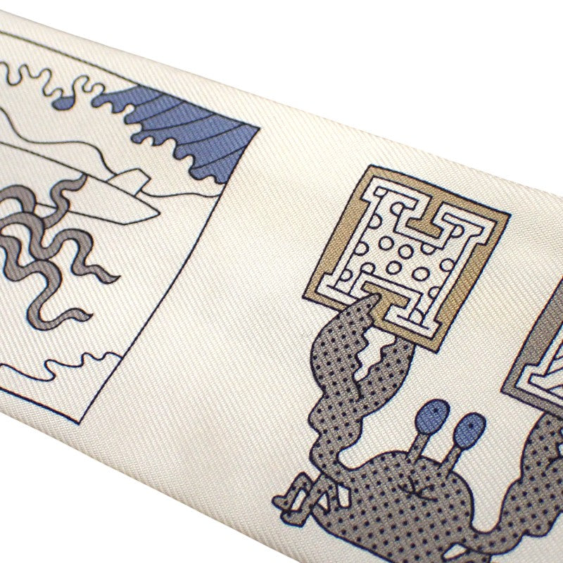 エルメス HERMES ツイリー A Vos Crayons 064221S_07 スカーフ シルク ホワイト レディース【中古】【ABランク】