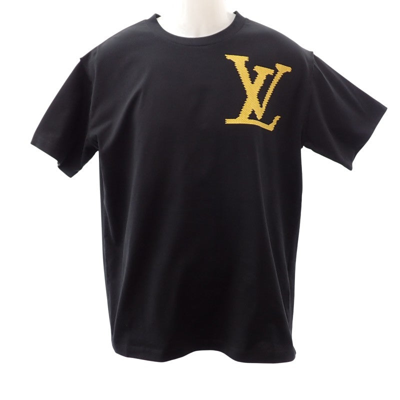 ルイヴィトン LOUIS VUITTON ブリックプリント ロゴ ヴァ―ジル・アブロー M 半袖Tシャツ コットン ブラック イエロー メンズ【中古】【Aランク】