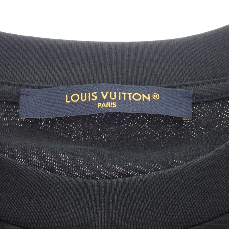 路易威登 LOUIS VUITTON Brick Print Logo Virgil Abloh M 短袖T恤 棉 黑色 黃色 男士【二手】【A級】