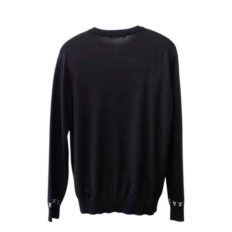 ルイヴィトン LOUIS VUITTON ロングスリーブコットンクルーネック L 1AGKMK ニット コットン ブラック メンズ【中古】【ABランク】