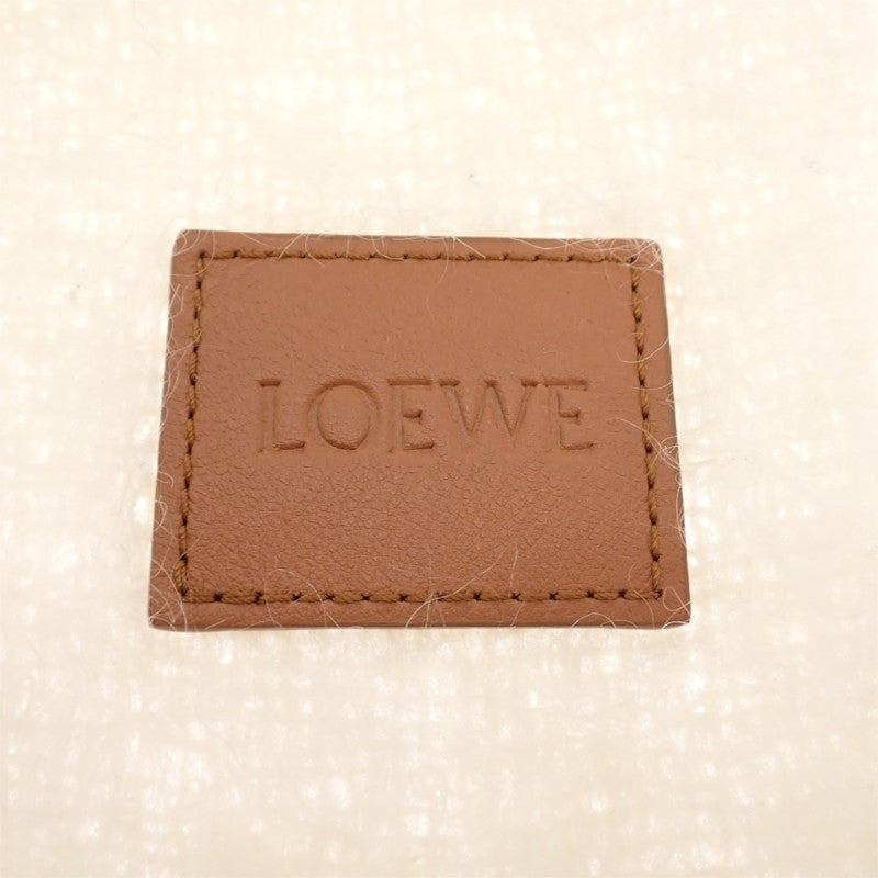 ロエベ LOEWE アナグラム フリンジマフラー FSA6SS1X0 マフラー ウール モヘヤ オフホワイト レディース メンズ【中古】【ABランク】