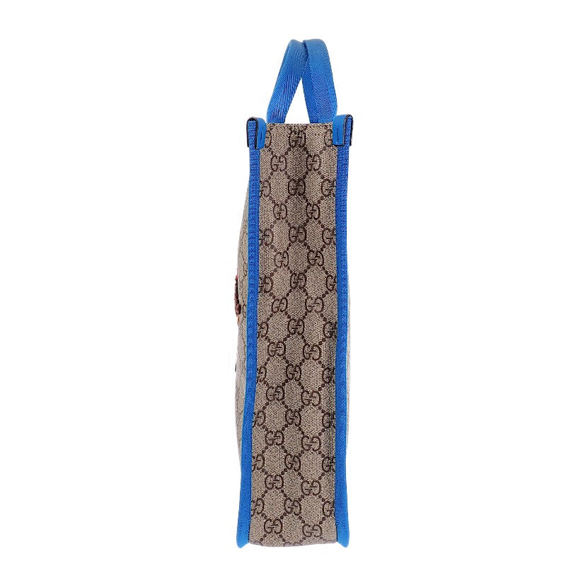 グッチ GUCCI GG トートバッグ 605831 FAFNQ 8576 トートバッグ ナイロン PU ベージュ ダークブラウン ブルー レディース キッズ【中古】【ABランク】