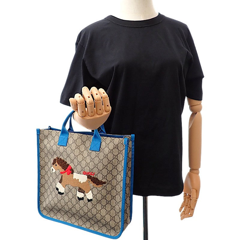 グッチ GUCCI GG トートバッグ 605831 FAFNQ 8576 トートバッグ ナイロン PU ベージュ ダークブラウン ブルー レディース キッズ【中古】【ABランク】