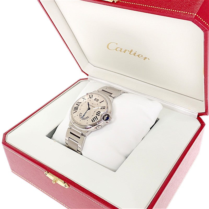 カルティエ CARTIER バロンブルー 2タイムゾーン W6920011 腕時計 ステンレススチール シルバー スイス製クオーツ ホワイト文字盤 メンズ【中古】【Aランク】