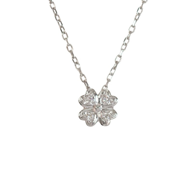 ミキモト MIKIMOTO クローバー ペンダント ネックレス K18ホワイトゴールド ダイヤモンド レディース【中古】【Aランク】