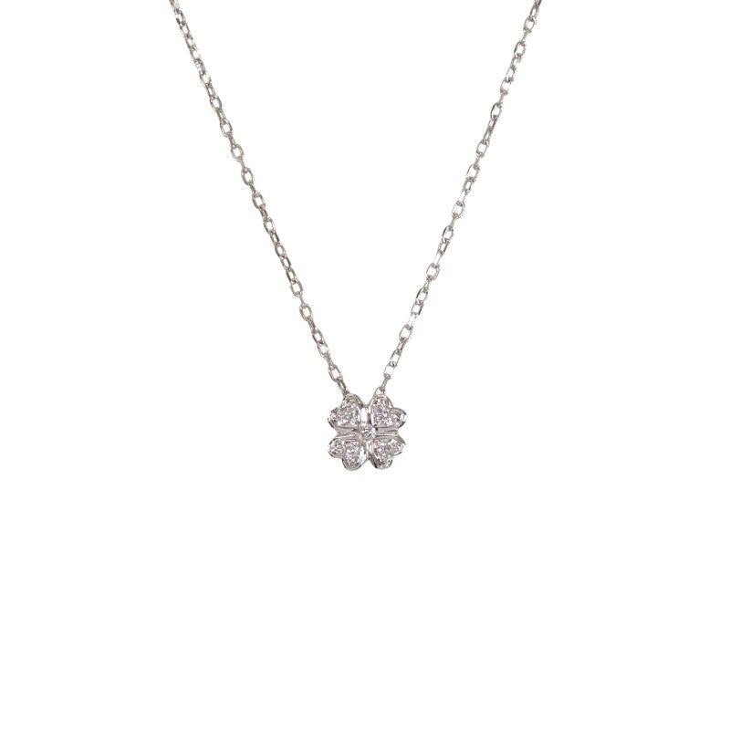 ミキモト MIKIMOTO クローバー ペンダント ネックレス K18ホワイトゴールド ダイヤモンド レディース【中古】【Aランク】