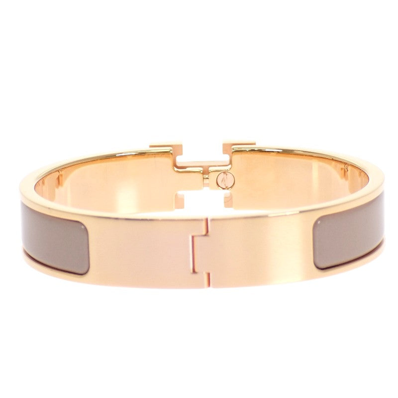 愛馬仕 HERMES Clic H 手環 H700001FO_19PM 手鐲 金屬 琺瑯 米色 栗子棕色 女士【二手】【AB級】