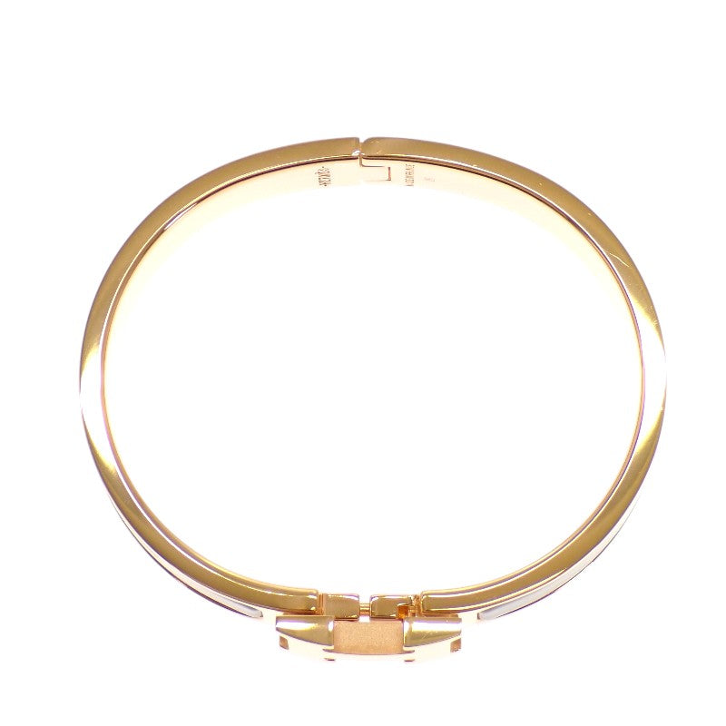 愛馬仕 HERMES Clic H 手環 H700001FO_19PM 手鐲 金屬 琺瑯 米色 栗子棕色 女士【二手】【AB級】