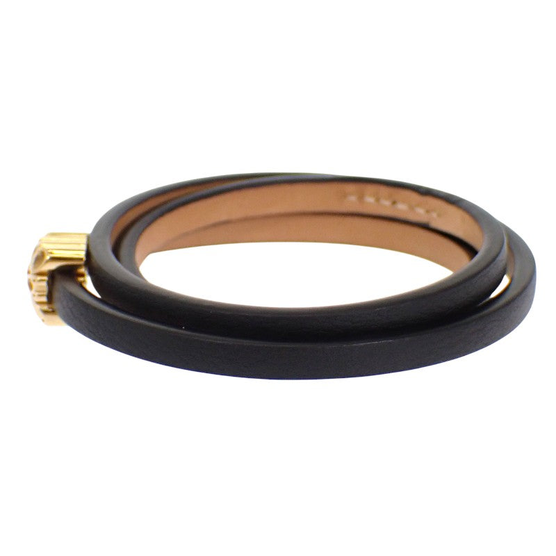 ロエベ LOEWE アナグラム S J242TWLX03 ブレスレット カーフ 真ちゅう ブラック ゴールド金具 レディース【中古】【Aランク】