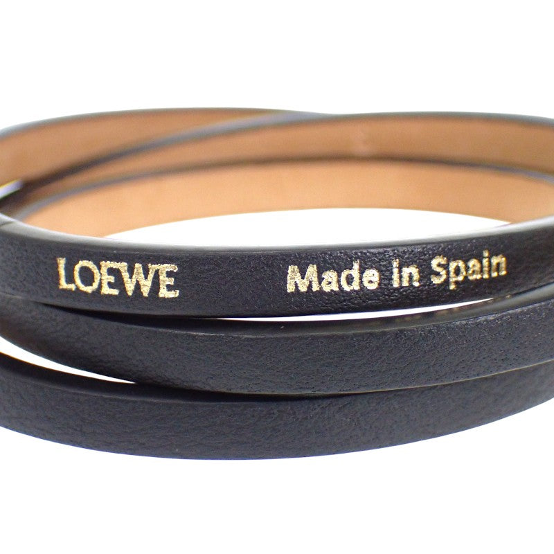 ロエベ LOEWE アナグラム S J242TWLX03 ブレスレット カーフ 真ちゅう ブラック ゴールド金具 レディース【中古】【Aランク】