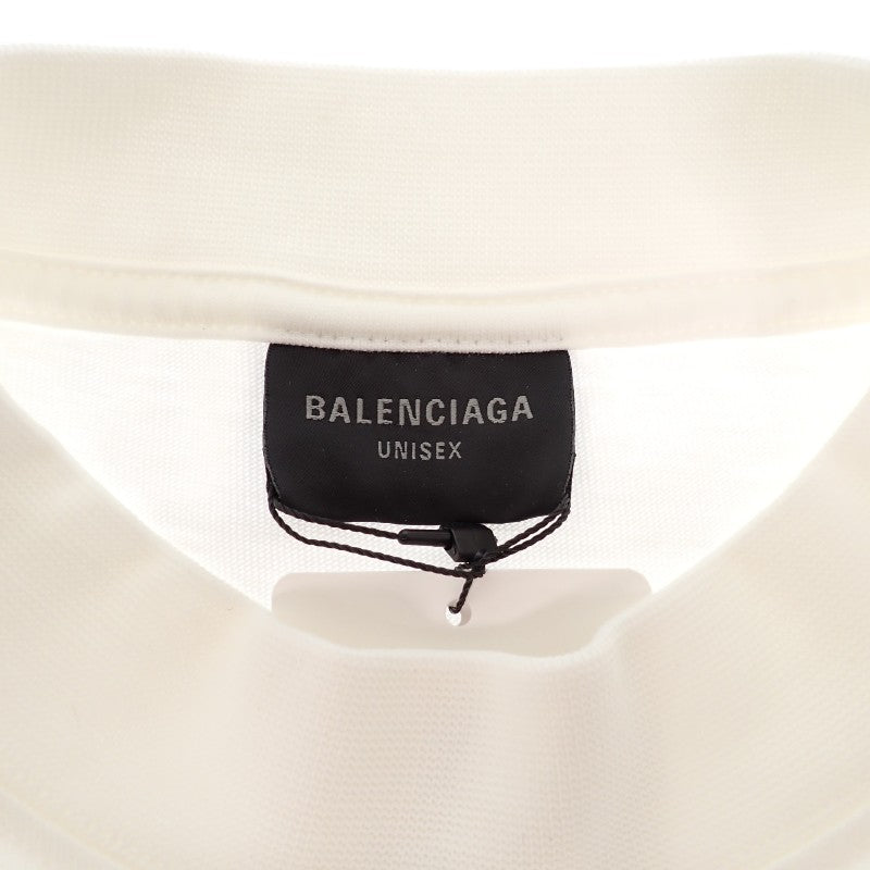 BALENCIAGA Oversized T-Shirt CHAMPS ELYSEES T-Shirt 2 787349 TRVN1 9016 Short Sleeve T-Shirt Cotton White Men's Women's Unisex【Used】【A Rank】
