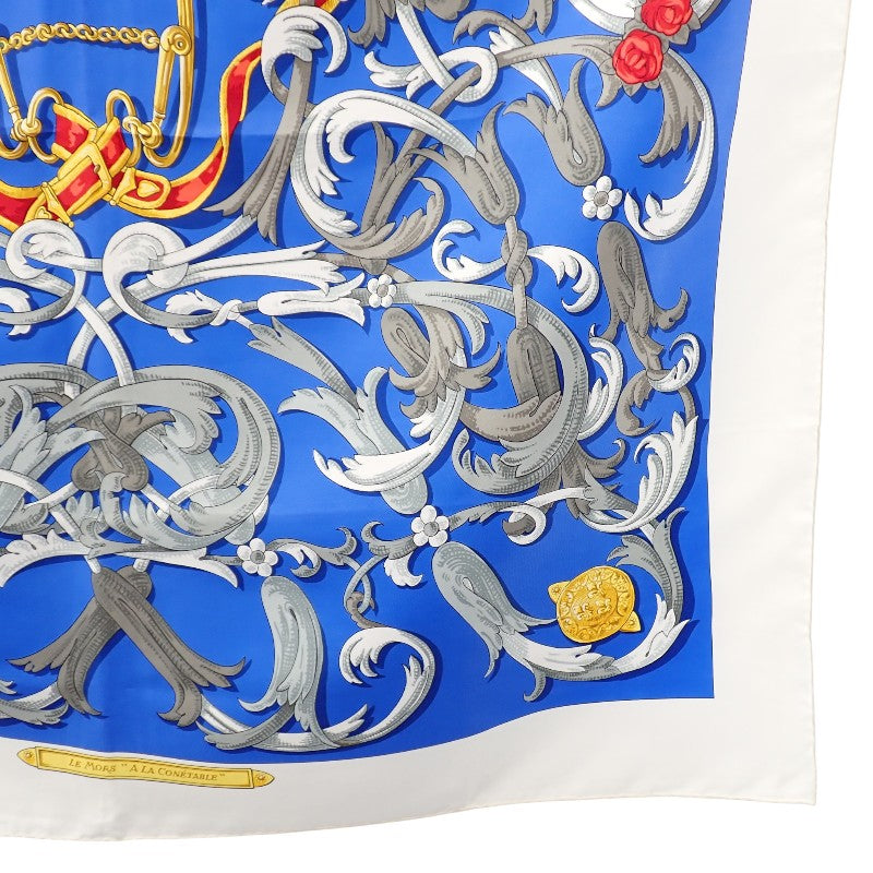 エルメス HERMES カレ90 LE MORS A LA CONETABLE 轡の気品 スカーフ シルク ブルー レディース【中古】【Aランク】