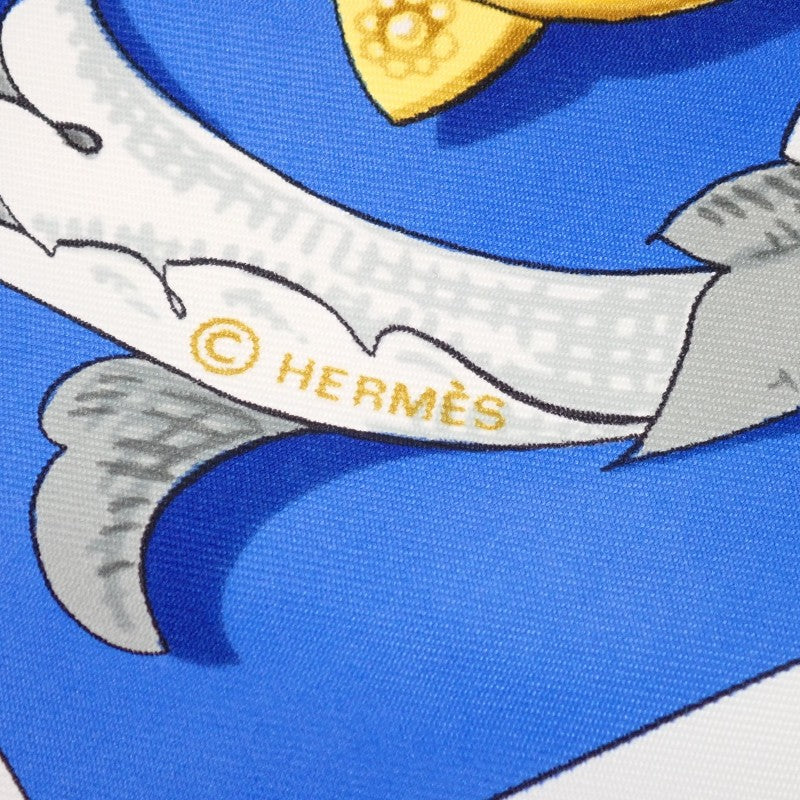 エルメス HERMES カレ90 LE MORS A LA CONETABLE 轡の気品 スカーフ シルク ブルー レディース【中古】【Aランク】