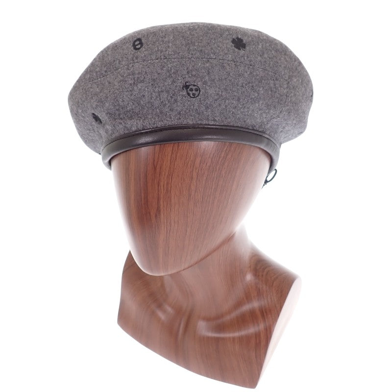 エルメス HERMES サントノーレチャーム 58 H212010N_GF58 ベレー帽 カシミヤ レザー CHARBON グレー レディース【中古】【SAランク】