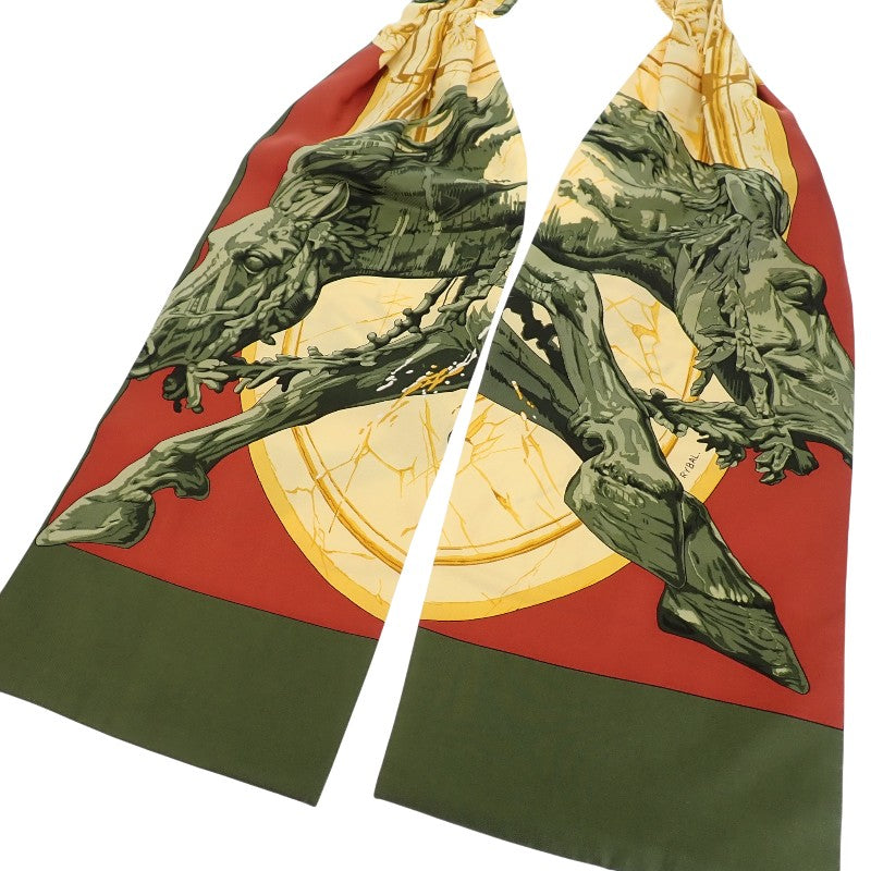 HERMES Ascot Tie LA FONTAINE DE BARTHOLDI Bartholdi Fountain Margiela Era Scarf Necktie Silk Multicolor Men's Women's【Used】【AB Rank】