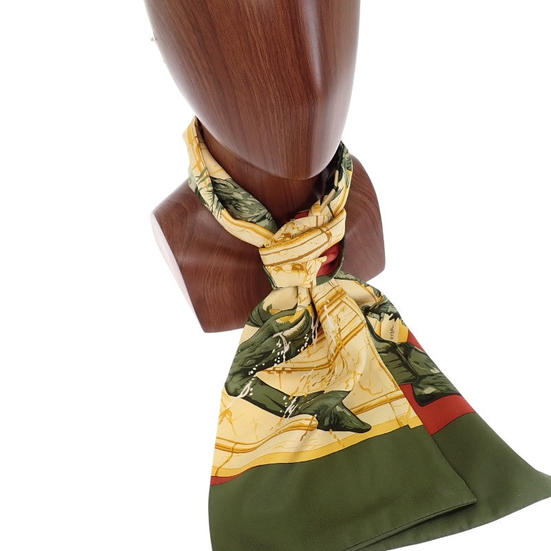 HERMES Ascot Tie LA FONTAINE DE BARTHOLDI Bartholdi Fountain Margiela Era Scarf Necktie Silk Multicolor Men's Women's【Used】【AB Rank】
