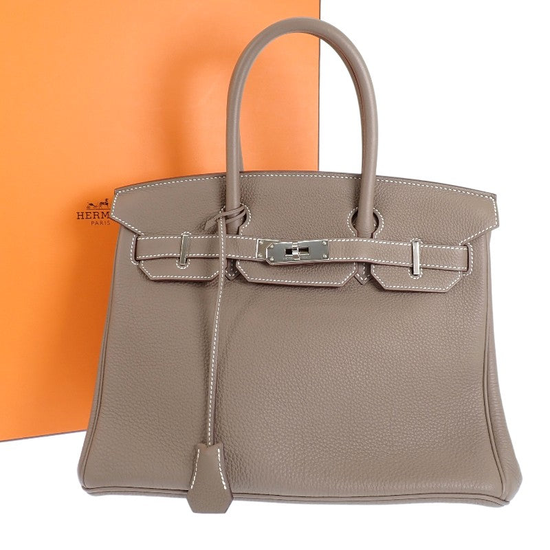 愛馬仕 HERMES 柏金包 30 手提包 Togo 皮革 灰色 錫器色 銀色金屬 女士【中古】【AB級】