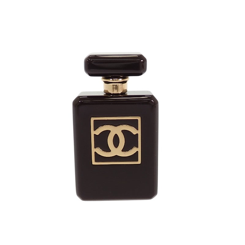 シャネル CHANEL パフュームボトル ブローチ メタル レジン ブラック ゴールド レディース【中古】【Aランク】