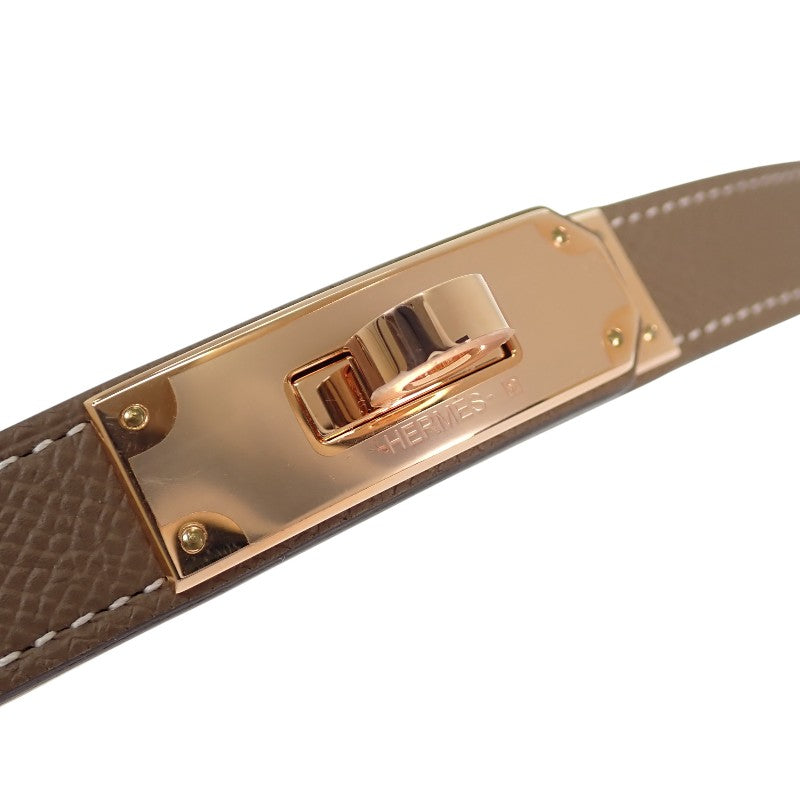 愛馬仕 HERMES Kelly 18 H069853CD01 腰帶 Epsom 小牛皮 米色 灰褐色 金色金屬 55-100 女士【中古】【SA級】