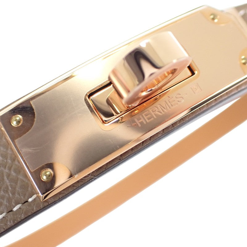 愛馬仕 HERMES Kelly 18 H069853CD01 腰帶 Epsom 小牛皮 米色 灰褐色 金色金屬 55-100 女士【中古】【SA級】