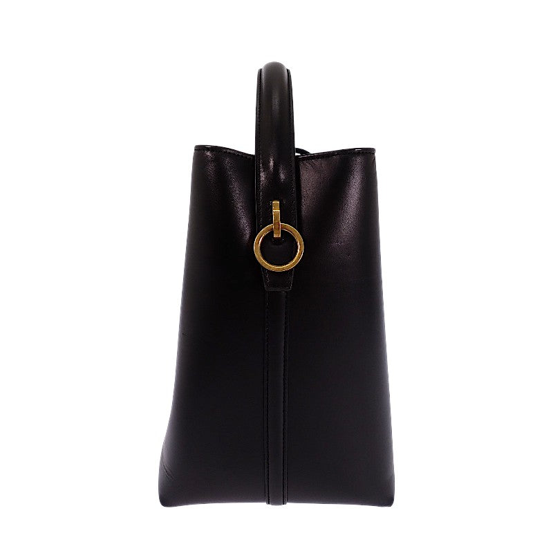 SAINT LAURENT 聖羅蘭 LE 37 7428282R20W1000 兩用包 手提包 肩背包 小牛皮 黑色 金色金屬配件 女款【中古】【AB級】