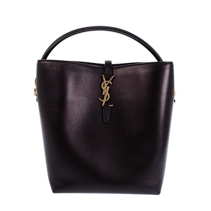 SAINT LAURENT 聖羅蘭 LE 37 7428282R20W1000 兩用包 手提包 肩背包 小牛皮 黑色 金色金屬配件 女款【中古】【AB級】