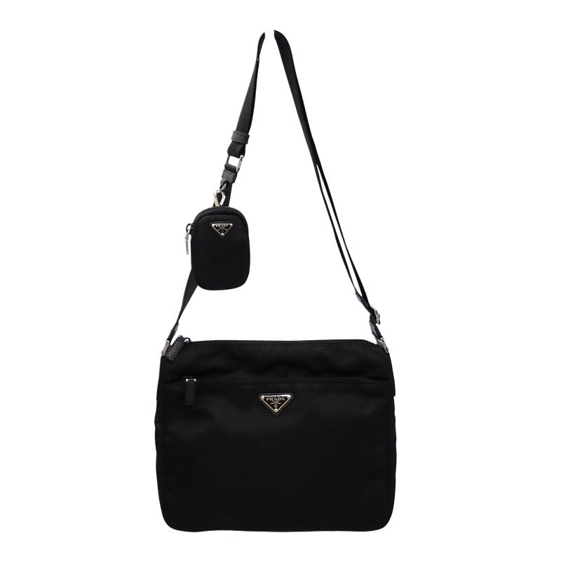 プラダ PRADA Re-Nylon バッグ 1BC421 ショルダーバッグ ナイロン レザー ブラック NERO シルバー金具 レディース ユニセックス【中古】【Aランク】