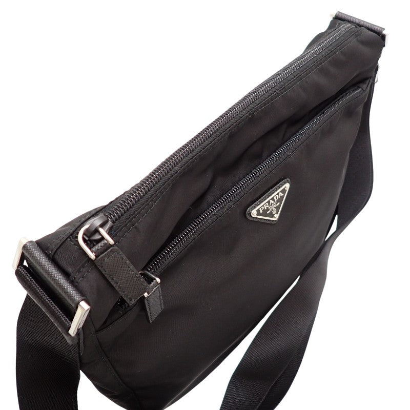 PRADA 普拉達 Re-Nylon 包 1BC421 單肩包 尼龍 皮革 黑色 NERO 銀色五金 女款 中性【中古】【A級品】