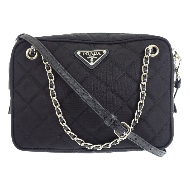 プラダ PRADA キルティングバッグ アウトレット 1BH910 2WAYバッグ ナイロン ブラック シルバー金具 レディース【中古】【ABランク】