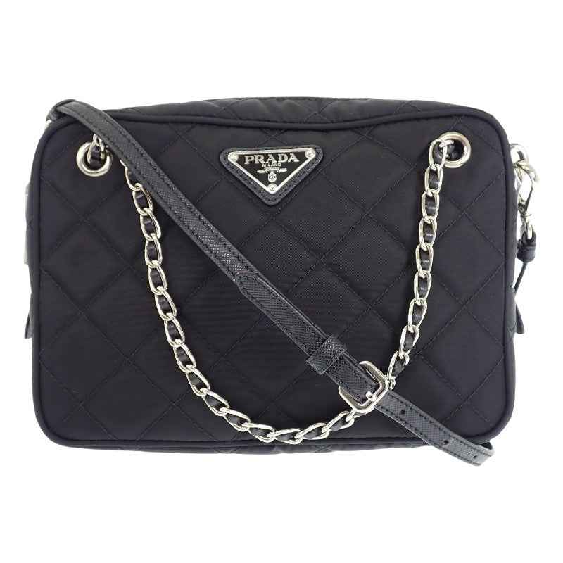 プラダ PRADA キルティングバッグ アウトレット 1BH910 2WAYバッグ ナイロン ブラック シルバー金具 レディース【中古】【ABランク】