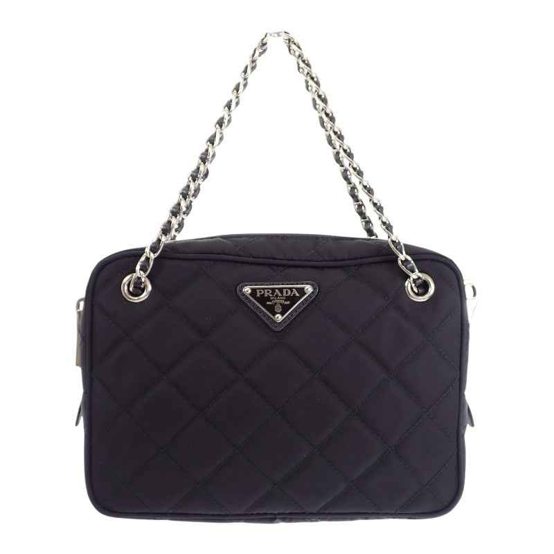 プラダ PRADA キルティングバッグ アウトレット 1BH910 2WAYバッグ ナイロン ブラック シルバー金具 レディース【中古】【ABランク】