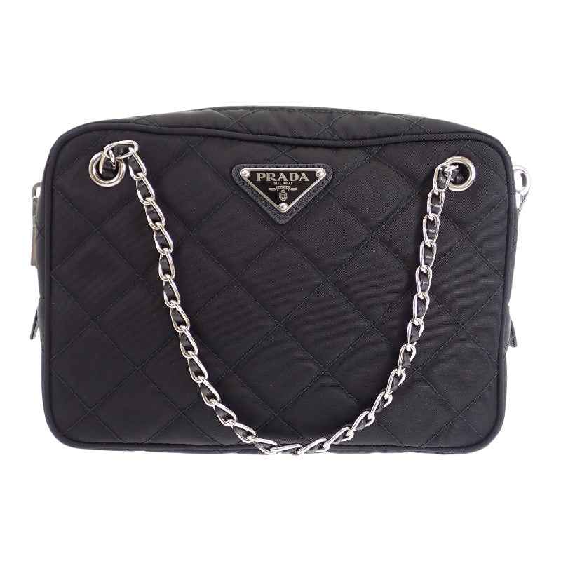 プラダ PRADA キルティングバッグ アウトレット 1BH910 2WAYバッグ ナイロン ブラック シルバー金具 レディース【中古】【ABランク】
