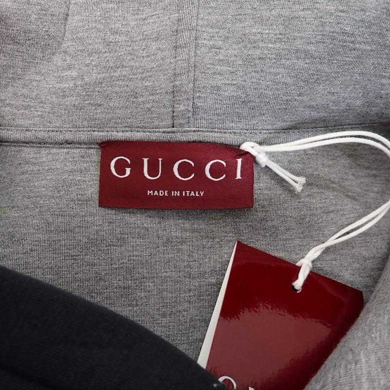 Gucci Embroidered Jersey Hooded Sweatshirt XL 824343 XJG70 1038 Hoodie Rayon Black Men's【Used】【A Rank】
