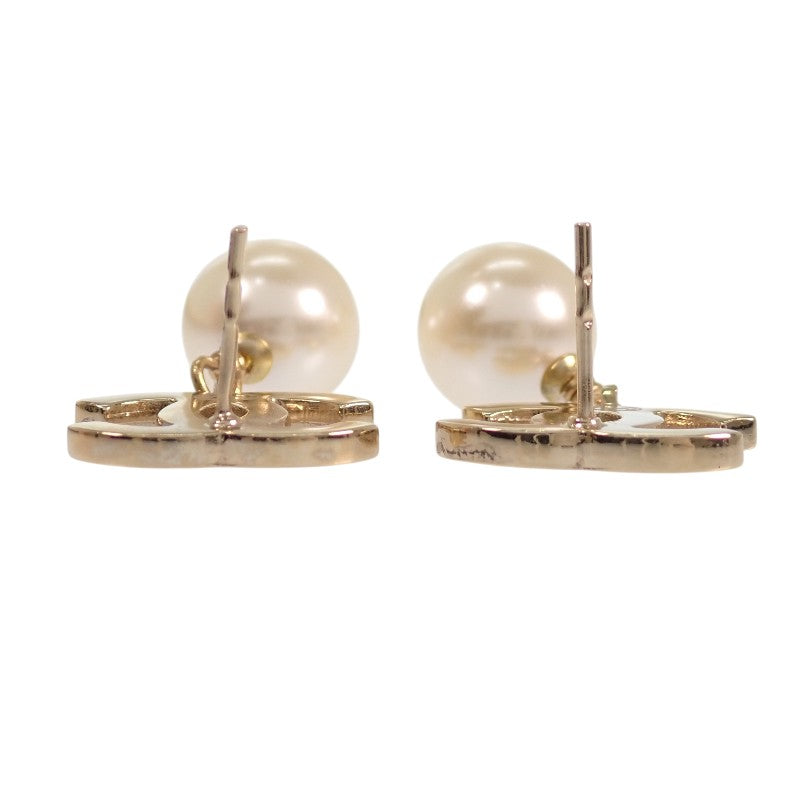 シャネル CHANEL CC ココマーク パール ドロップ 06A刻印 ピアス メタル フェイクパール ブラック ゴールド金具 レディース【中古】【ABランク】